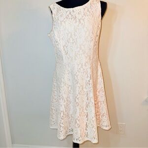 Speechless XL Fit and Flare white/pink lace dress Bridal